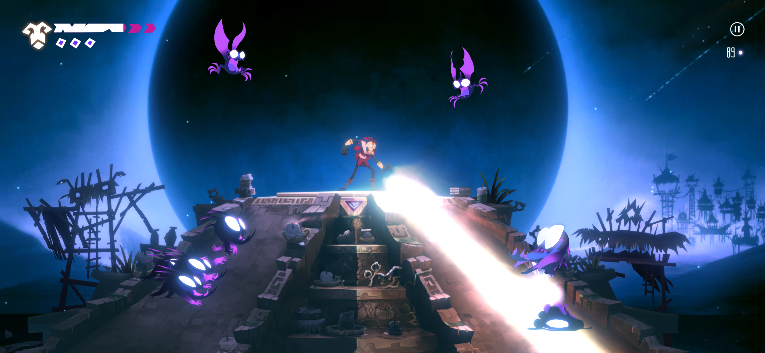 Pojedynek światła z ciemnością w dynamicznej scenie walki